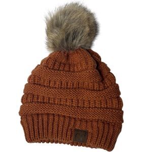 C.C.Pom Pom Hat In Toasted Almond.